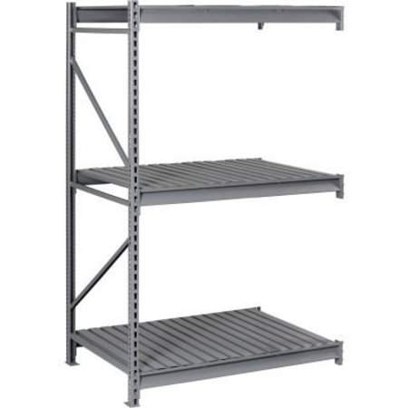 TENNSCO Tennsco Bulk Storage Rack - 48"W x 48"D x 96"H - Add-On - 3 Shelf Levels - Steel Deck - Medium Gray BU-484896CA-MGY